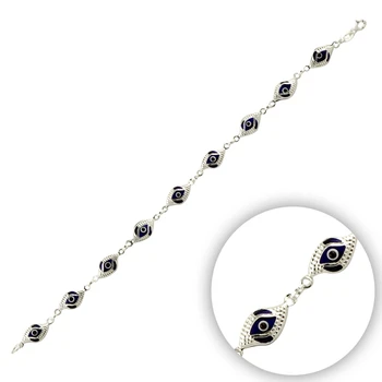 

Silver 925 Sterling Hand Job Glass Eye Bead S Model Bracelet