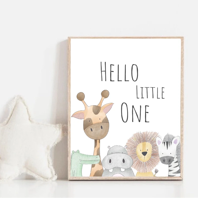 Hello Little One Nursery Canvas Painting Wall Decor