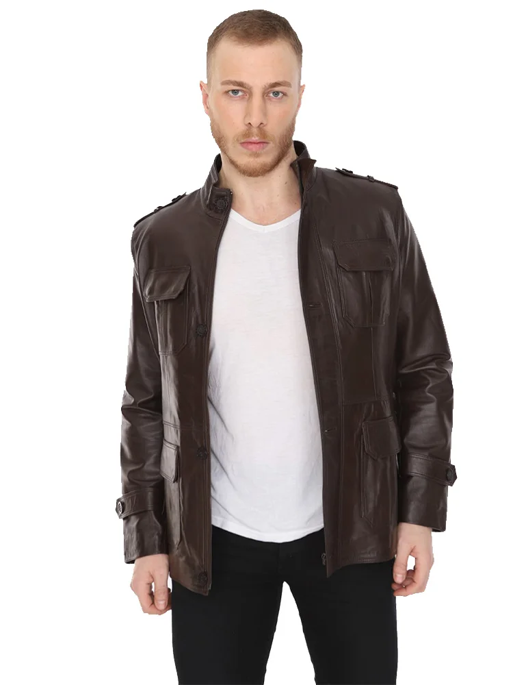 genuine leather men's jacket sport model original lambskin brown colour softy 2022 trend appearance made in turkey e-150206 cowhide jacket mens Genuine Leather