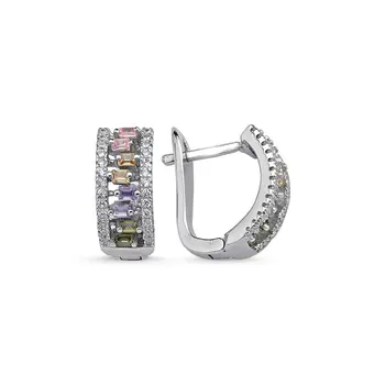 

Angemiel 925 Sterling Silver Colorful Baget Zircon Stone Earrings