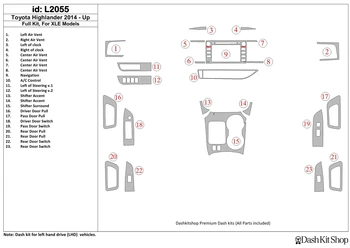 

Interior lining for Toyota Highlander 2014-UP. Set L2055.