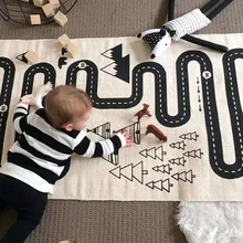 

Baby Adventure Playmat Road Nordic Style Explorer Black Nursery Rug Carpet Newborn Toddlers Kids Room Decor Crawling Playground