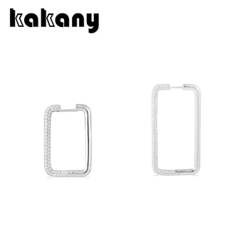 

Kakany 2020 New High-quality Unique Geometric Rectangular Earrings With White Shiny Zircon, Used For Fashion Womens Jewelry
