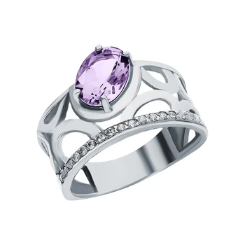 

Silver ring with amethyst and cubic zirconia sunlight sample 925