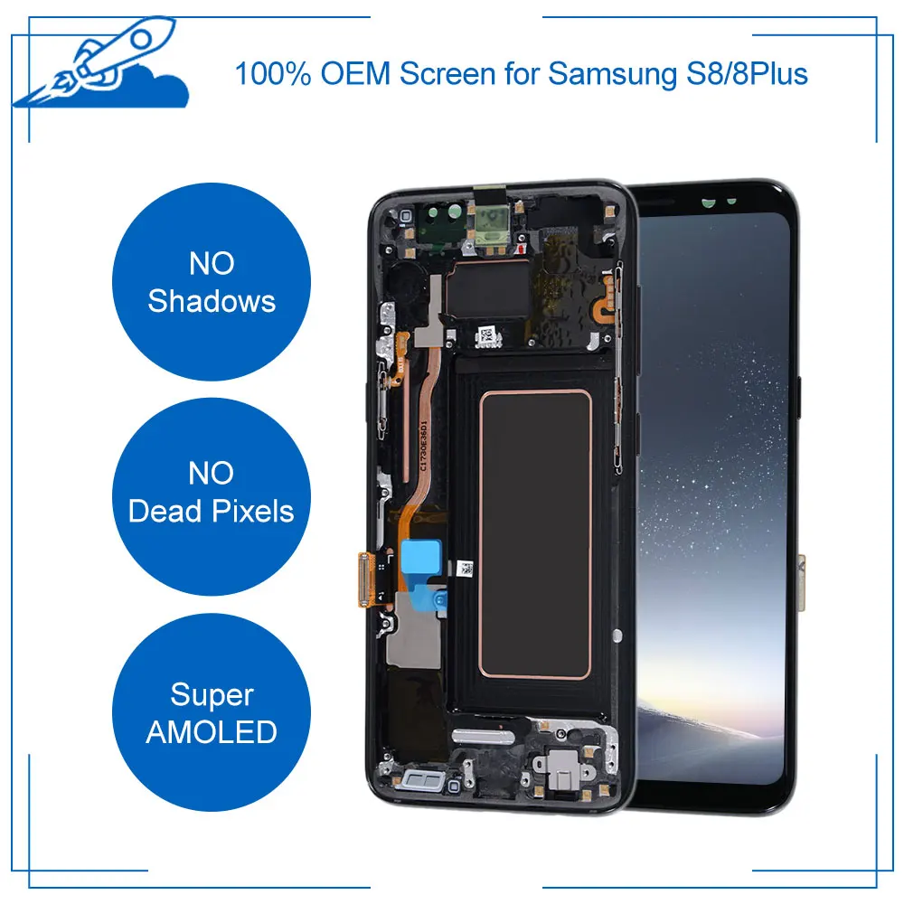 

100% Ori For Samsung Galaxy S8 S8Plus LCD Touch Screen Super AMOLED Display Digitizer Assembly Replacement NO Burn Shadows