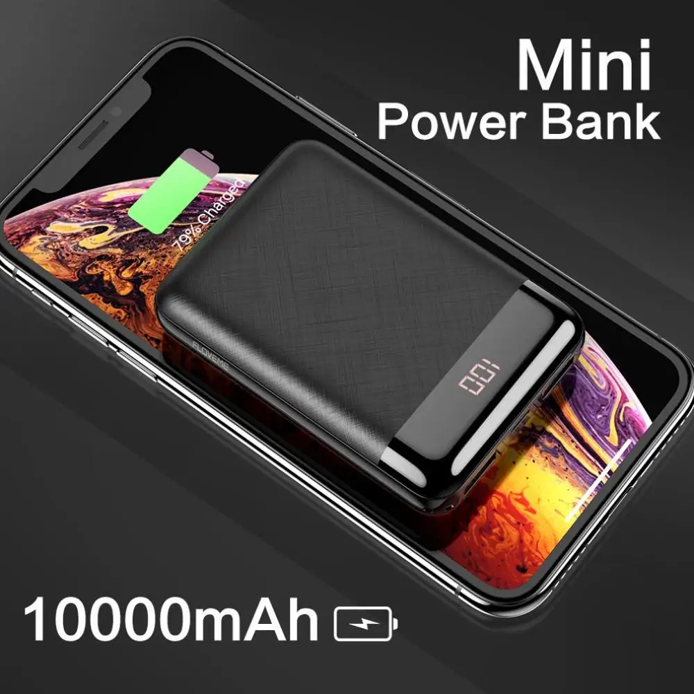 

Mobile Power Bank 10000mAh Wireless Charger Mini Portable 5V 2A Fast Charging 2 Ports LED Digital Display External Battery Pover