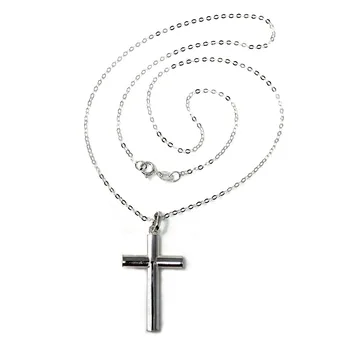 

Pendant 925 Sterling silver m cross smooth 31mm. Chain 50cm. Forced flat [AC1105]