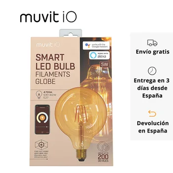 

Muvit io Smart Bulb Filaments Big Globe LED Lamp E27 / 5W / 470lm Amber D125 * H175