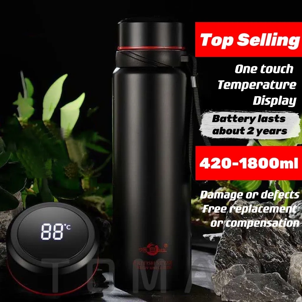420-1800ml Large Capacity 304 Stainless Steel Tumbler Vacuum Thermal Flask Thermos Water Coffee Tea Portable Bottle