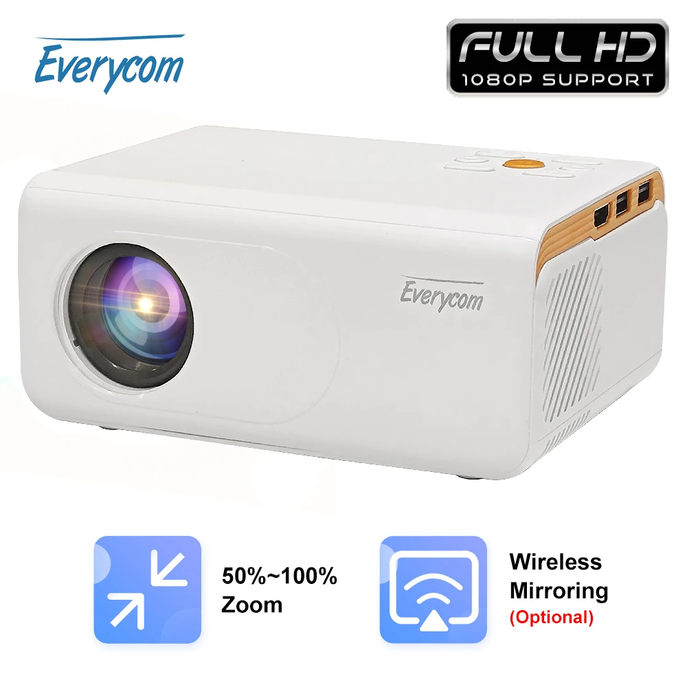 Everycom X70 Projector support Full HD New LED Mini Proyector X70A WIFI Smart Phone Beamer Multiscreen Media Player Child Gift