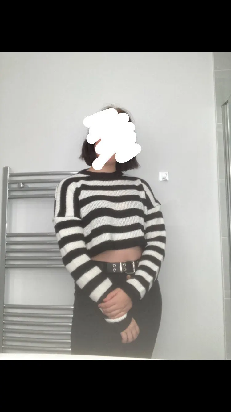 Grunge Striped oversize cropped Sweater photo review