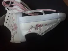 2019 nuevo primavera tenis Femenino de encaje-blanco zapatos de mujer zapatos de cuero de la PU de color sólido casual mujer Zapatillas de deporte de mujer Plum blossom #598