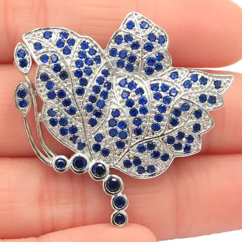 

37x35mm SheCrown 2020 Big 6.1g Butterfly Shape Tanzanite Gift For Woman's Wedding Silver Brooch