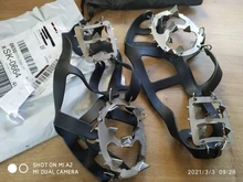 18 dientes hielo nieve crampones antideslizante escalada pinza zapato cubre Spike zapatos de acero inoxidable nieve antideslizante de la cubierta del zapato Crampon