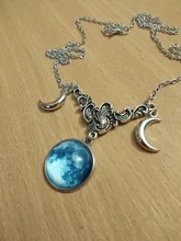 Cristal de vidrio Luna collar COLGANTE media luna bruja joyería de Luna simple collar joyería pagano mago regalo