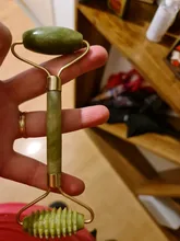 Doble cabezas de piedra de Jade rodillo masajeador Facial Natural para Estiramiento Facial la piel del cuerpo de relajación belleza herramienta para adelgazar masajeador para cara