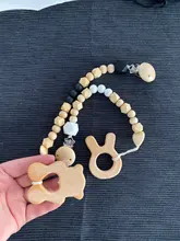 Mordedor de madera orgánico para bebé, mordedor en forma de Animal Natural, juguete de dentición, cuentas de silicona, regalo para bebé recién nacido, 2 uds.