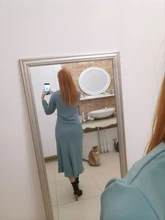 Satin Dress Mid-Long Femme Robe Long-Sleeve WOTWOY Elegant Women Vestidos Cotton Solid