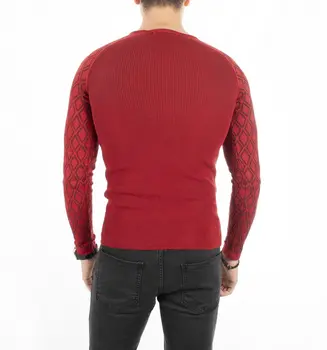 

DeepSEA Red Patterned Narrow Cut Mercerized Knitwear Sweater 1808079