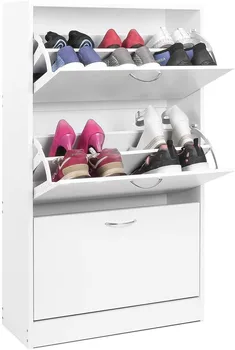 

SHOESRIBAL 3 White-Shoe 3 Doors Folding wooden 60 × 24 × 111 Cm white color