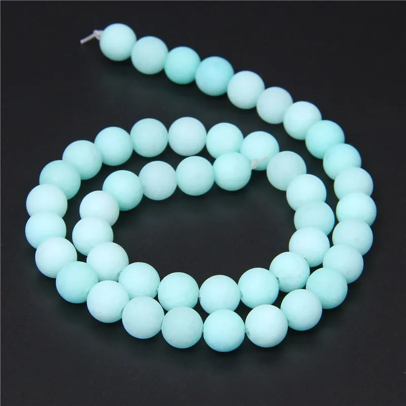 Blue Matte Amazonite Natural Stone Beads Dull Polish Frost Round Loose For Jewelry Making Strand 15&quot/Diy Bracelet | Украшения и