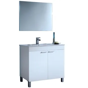 

Bathroom Cabinet or toilet with mirror matching and two doors white color brightness 80x80x45 cm. NOT INCLUDE SINK.