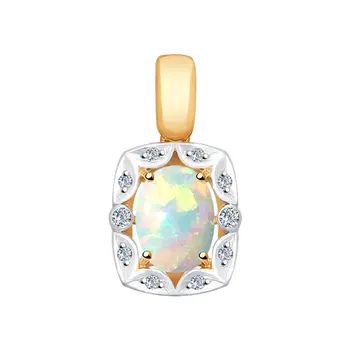 

Sokolov gold pendant with diamonds and Opal, fashion jewelry, 585, women's male, pendants for neck women