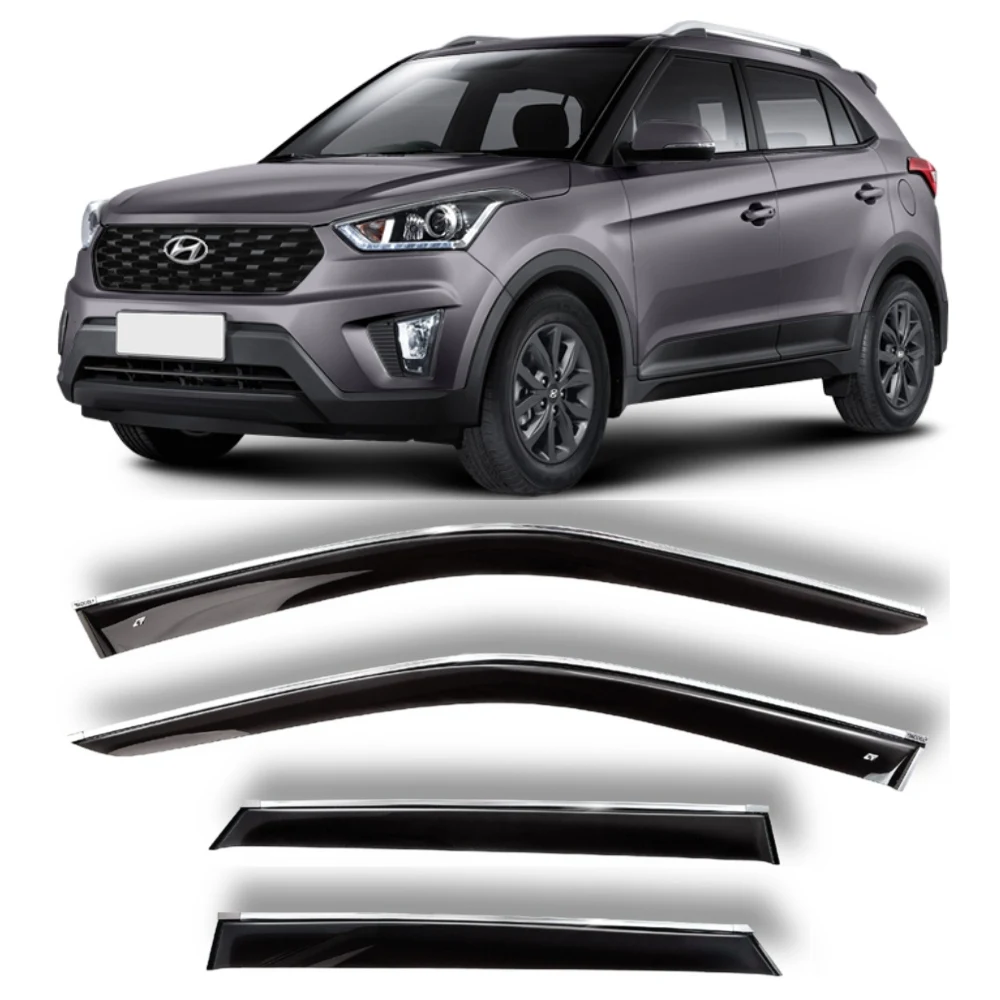 Дефлекторы окон хром полоска молдинг Cobra Tuning H25316CR на авто Hyundai Creta 5d 2016- н.в.