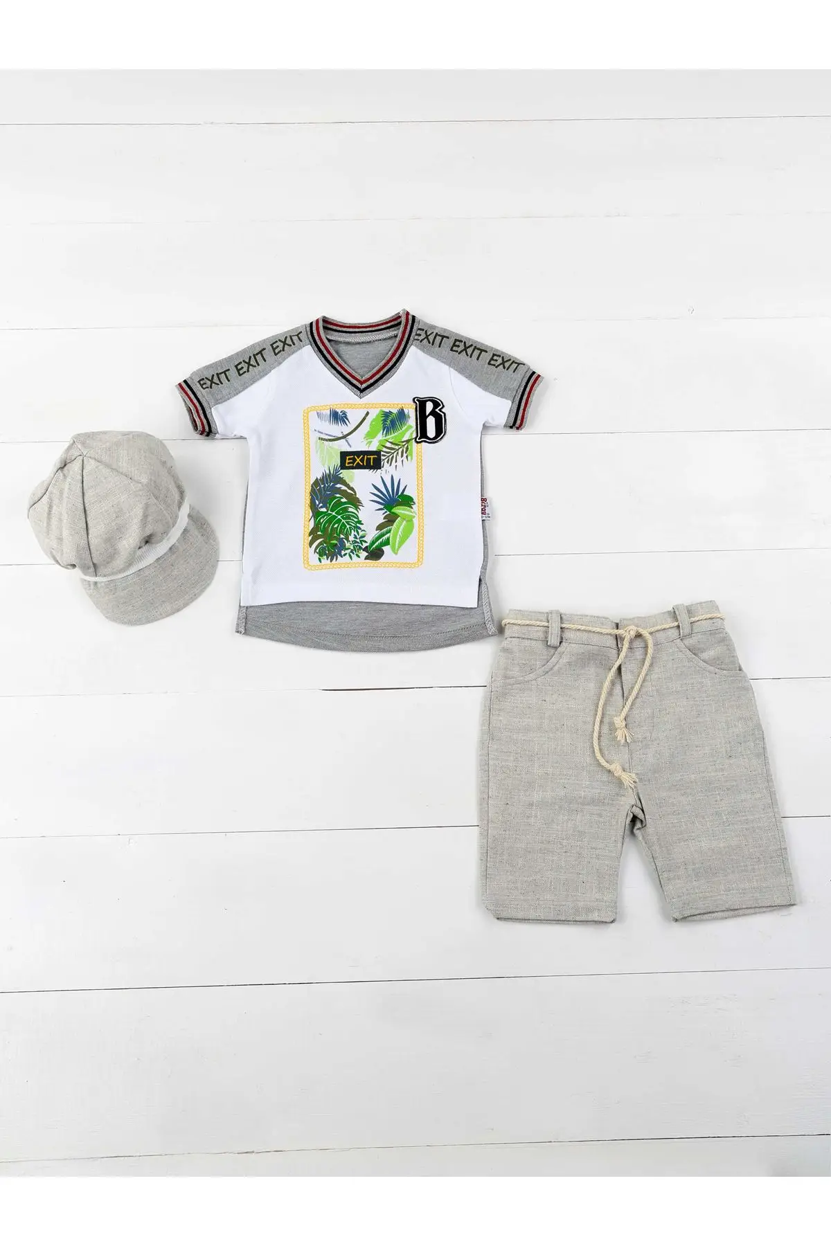 

Gray Cream Summer Baby Boy PCs set Suit