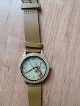 Reloj de pulsera con diseño de árbol de ciervos para hombre y mujer, cronógrafo de imitación de madera, con carcasa de acrílico, color marrón