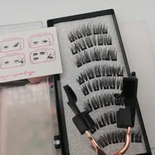 Pestañas postizas magnéticas 3D, 5 imanes, 8 Uds., duraderas, hechas a mano, de visón Artificial Natural, con pinzas