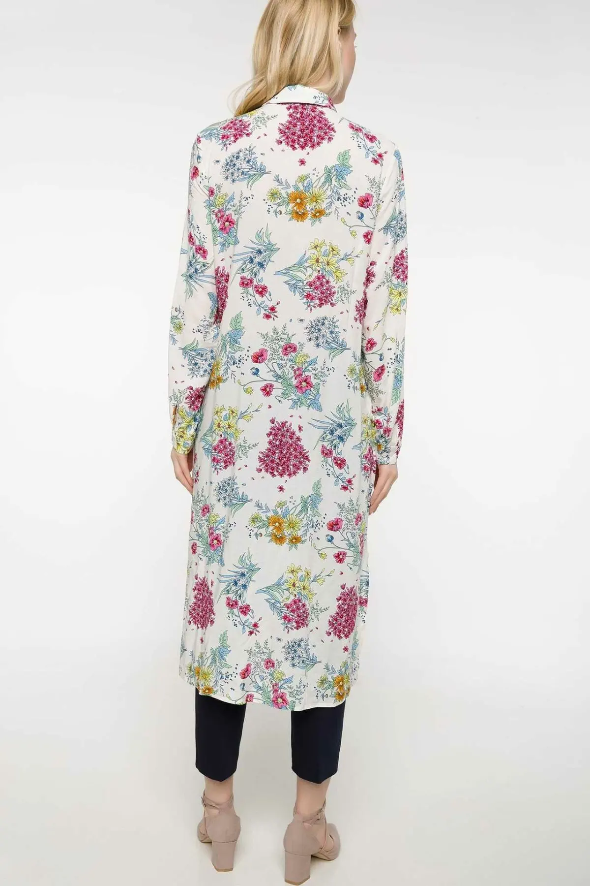 DeFacto Woman Summer Colorful Floral Long Shirts Women Casual Chic Woven Tunic Top Shirts Female Top Shirts-I1702AZ18SM