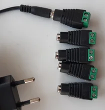 Conectores hembra de corriente continua, adaptador de fuente de alimentación de 5,5x2,1mm, conector para tira de luces Led, 3528, 5050, 5630, 5730, 5 uds.