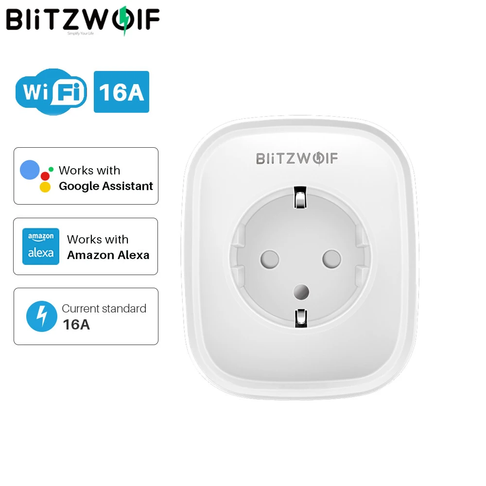 BlitzWolf BW-SHP2 EU Plug Smart WiFi Plug Adaptor 16A Power Socket Outlet Remote Control Timing Work With Alexa Google Assistant