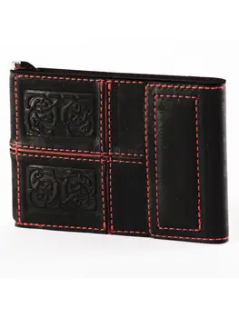 

МАКЕЙ зажим для денег ручная работа 100% натуральная кожа Z 18.1 BL-RD цвет черный с красным