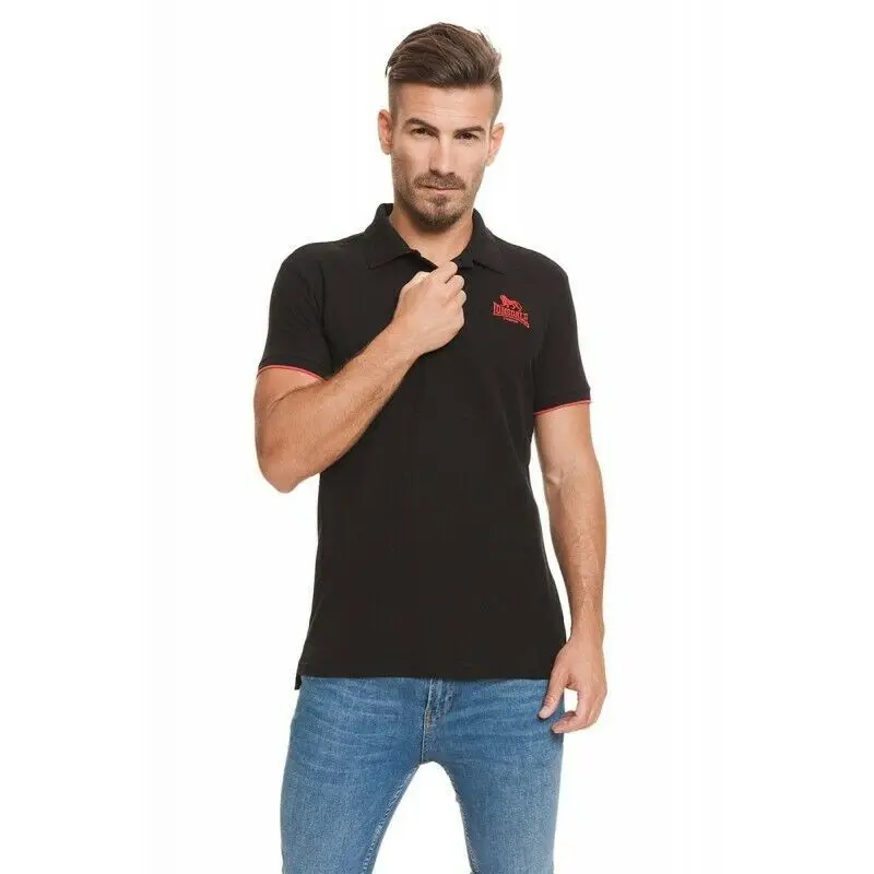 Lonsdale man polo short sleeve black color cotton spring summer size XL (Loupe 18112) photo