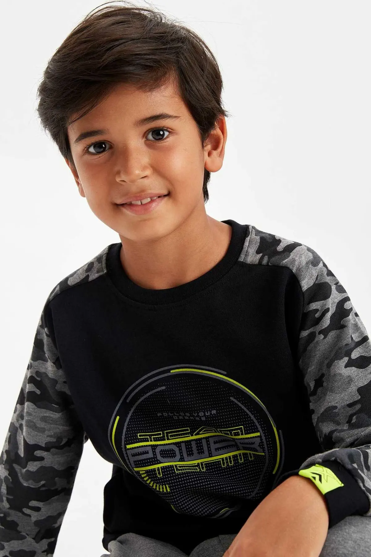 DeFacto Boys Crewneck Fashion Camouflage Patchwork Pullovers Sweater Casual Loose Boy Sweatshirt New Autumn - M0135A619AU |
