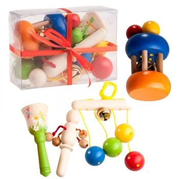 

Bright Baby rattle gift set wooden rattles high quality natural beech wood set of baby rattles