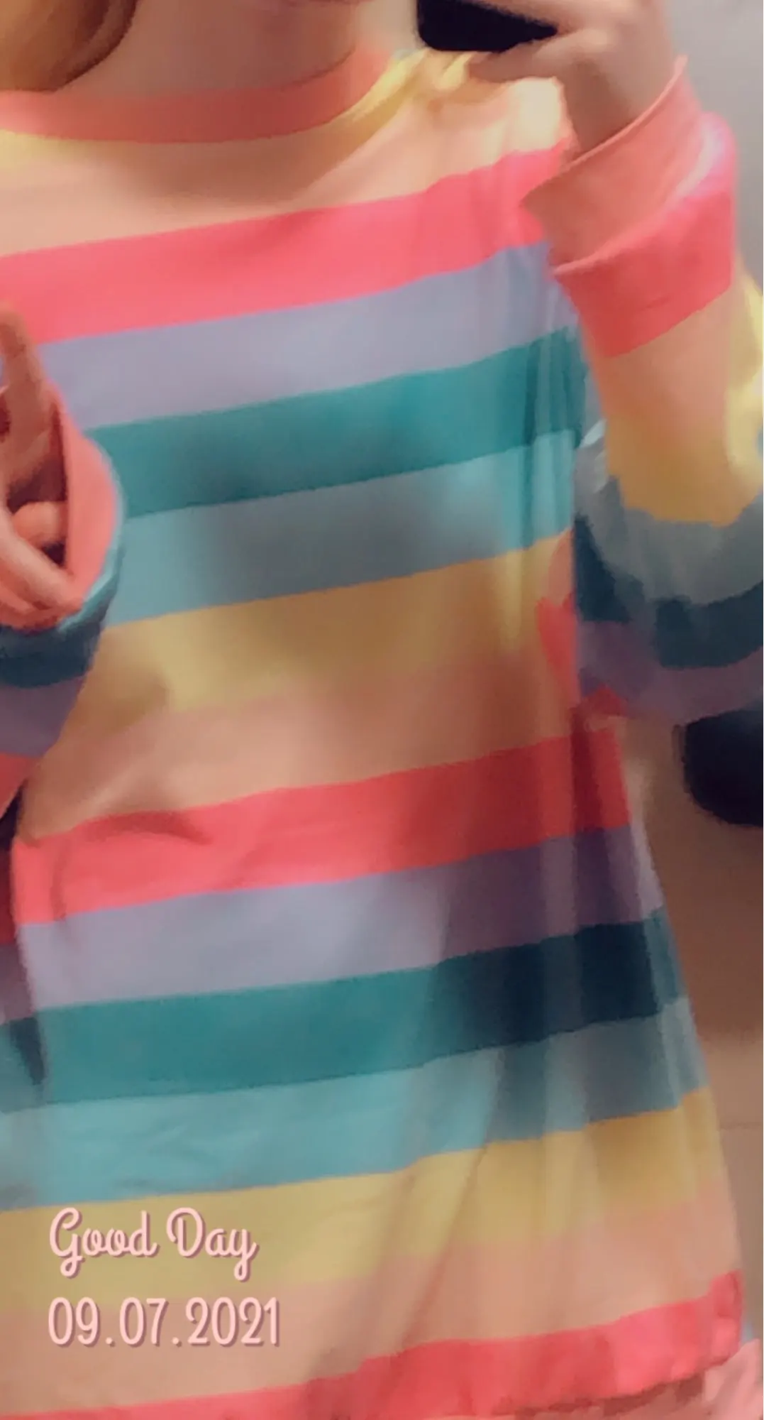 Soft Girl Harajuku Rainbow Striped T-shirt photo review