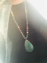 RH-Colgante precioso con piedras naturales para mujer, joyería Bohemia, collar, regalo