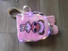 Mochila de muñecos LOL surprise para mujer, luces LED coloridas a la moda para estudiantes, Mochila pequeña con lentejuelas para exteriores, novedad de 2020