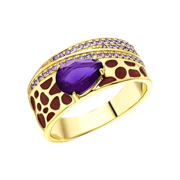 

Silver ring with enamel, sitals and cubic zirconium sunlight sample 925