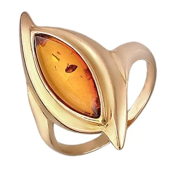 

Esthete ring with Amber from silver with gilding