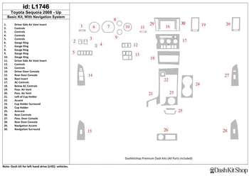 

Interior lining for Toyota Sequoia 2008-UP. Set L1746.