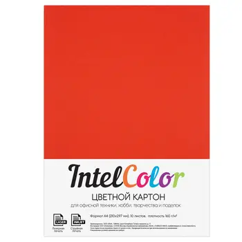 

Color cardboard, red, A4 format, 10 sheets