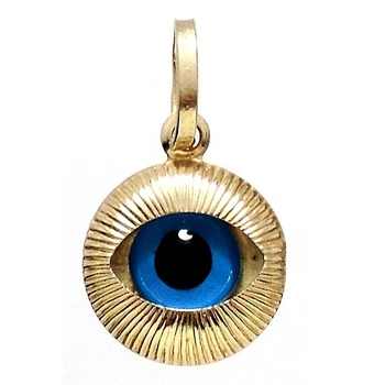 

18k gold pendant Turkish eye 11mm. Galloneado [6082]