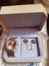 Shengke-Reloj de pulsera de cuarzo con diamantes para mujer, cronógrafo creativo de oro rosa, conjunto de joyería de lujo
