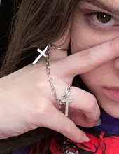 Punk Hip-Hop Cruz anillo de plata Chapado en Color Retro Cadena de dedo anillo de joyería ajustable regalo para Unisex anillo partido anillos