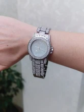 Reloj de pulsera de cuarzo y acero inoxidable para mujer, pulsera de lujo con diamantes de imitación, a la moda, #1
