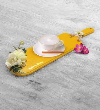 

Personalized Yellow Wooden Presentation Tray